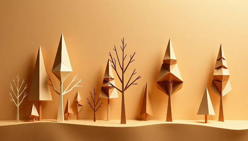 Bosque creativo en papel, inspiración de PLV para cosmética tendencias 2025 con diseño sostenible
